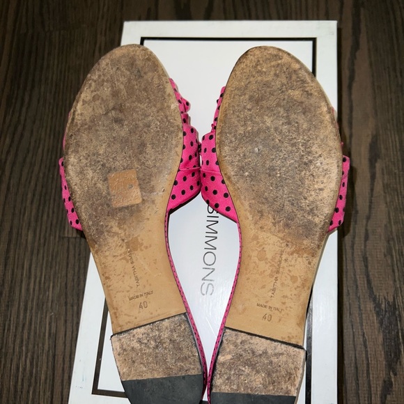 Size 40 - Tabitha Simmons Pink Cleo Polka dots bow slippers - Picture 10 of 12